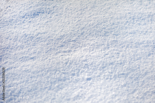 View of snow, texture, white surface with snowflakes