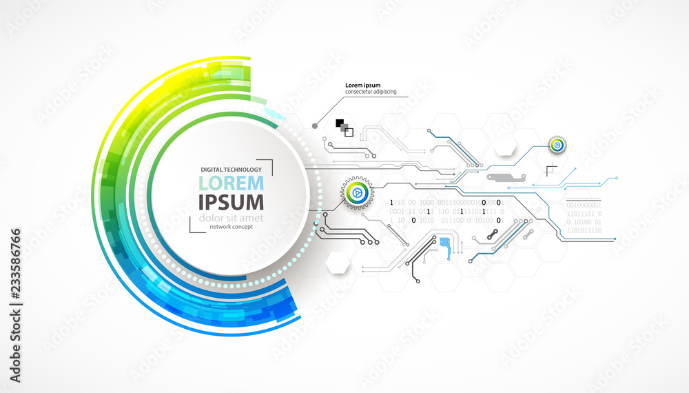 Obraz premium Vector illustration, Hi-tech digital technology and engineering theme