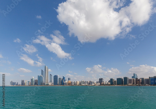 Abu Dhabi skyline on a bright sunny day