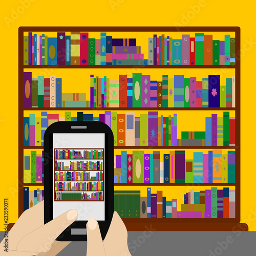 A library of books on a ebook reader