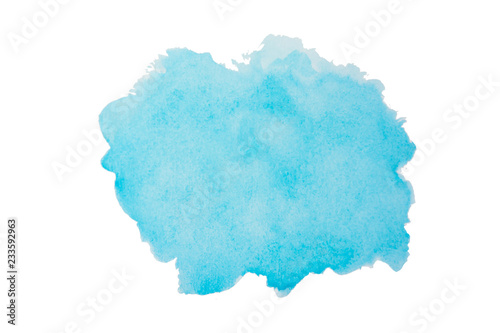 Sky blue watercolor background. Brush stroke shape isolated on white with clipping path