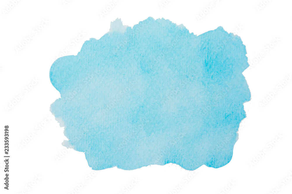 Sky blue watercolor background. Brush stroke shape isolated on white with clipping path