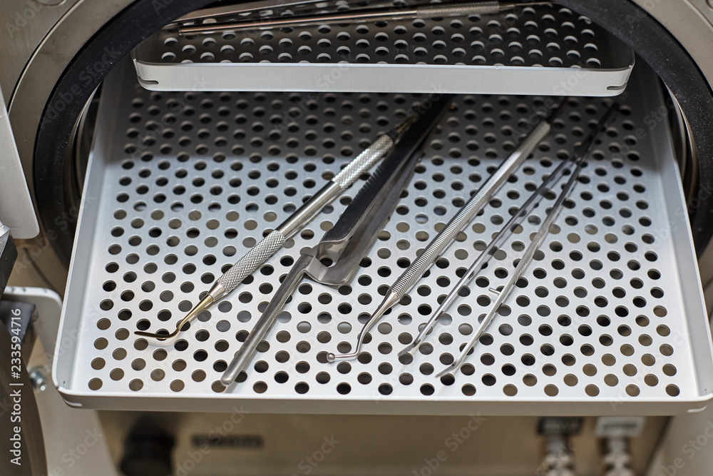 Sterilizing oven of dentist tools.