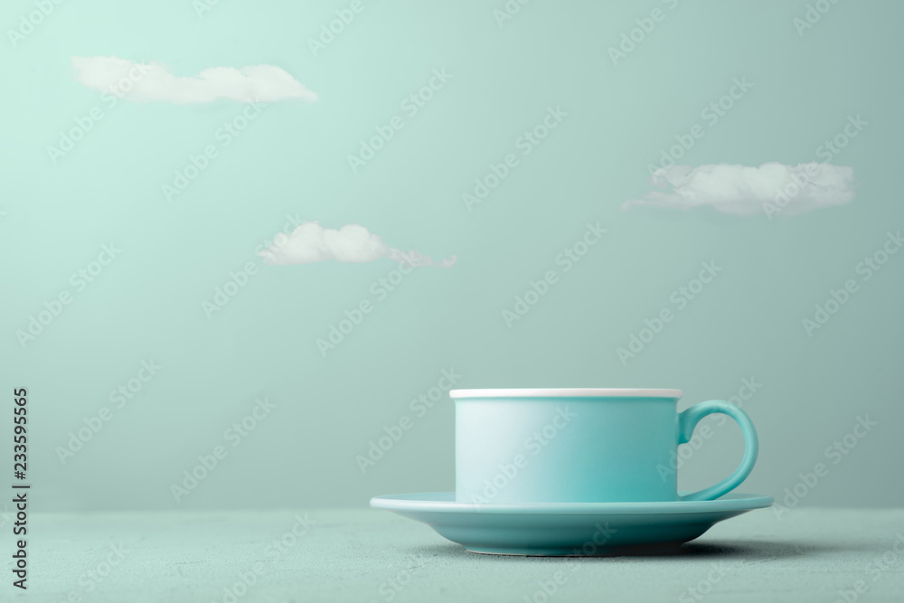 Cup and clouds - obrazy, fototapety, plakaty 