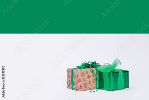 Christmas gift boxes on white background. Xmas. family holiday concept. Merry Christmas and Happy Holidays. © MartaKlos