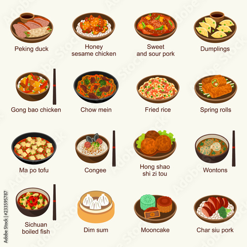 Chinese food vector illustration set