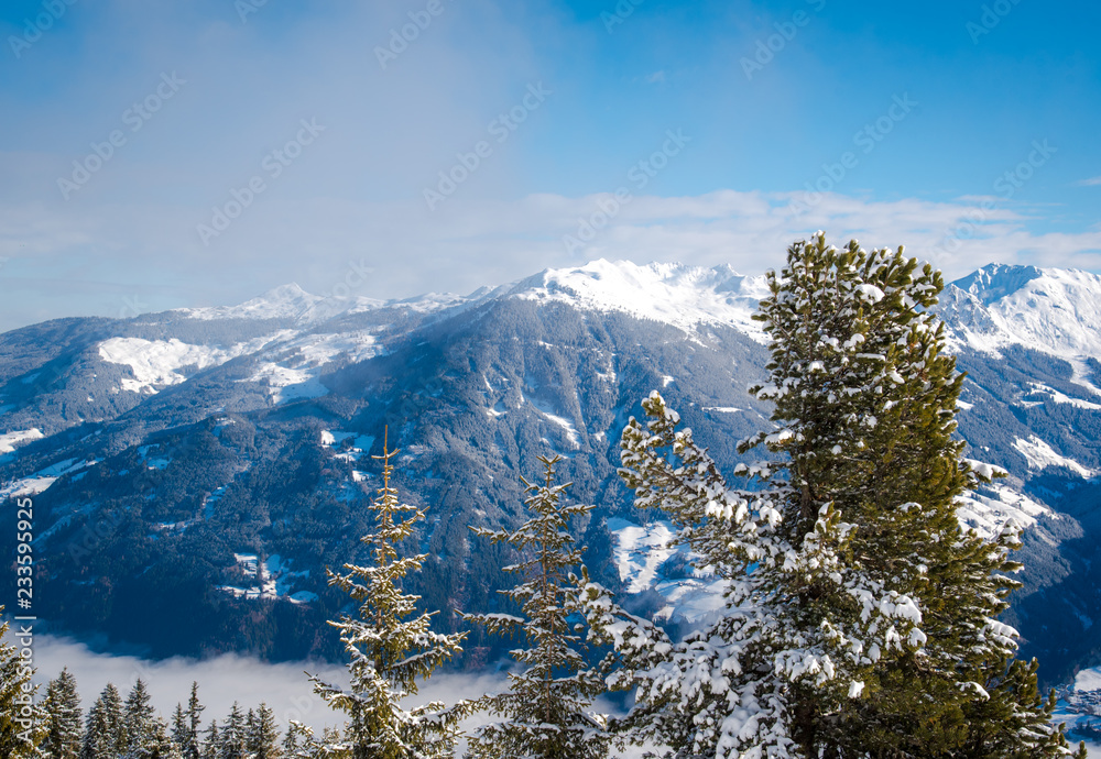 Snowy landscape from an Austrian Alps ski resort Snowy landscape from an Austrian Alps ski resort