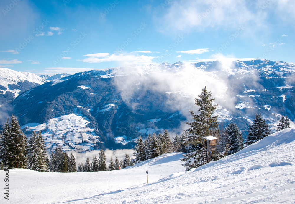 Snowy landscape from an Austrian Alps ski resort
