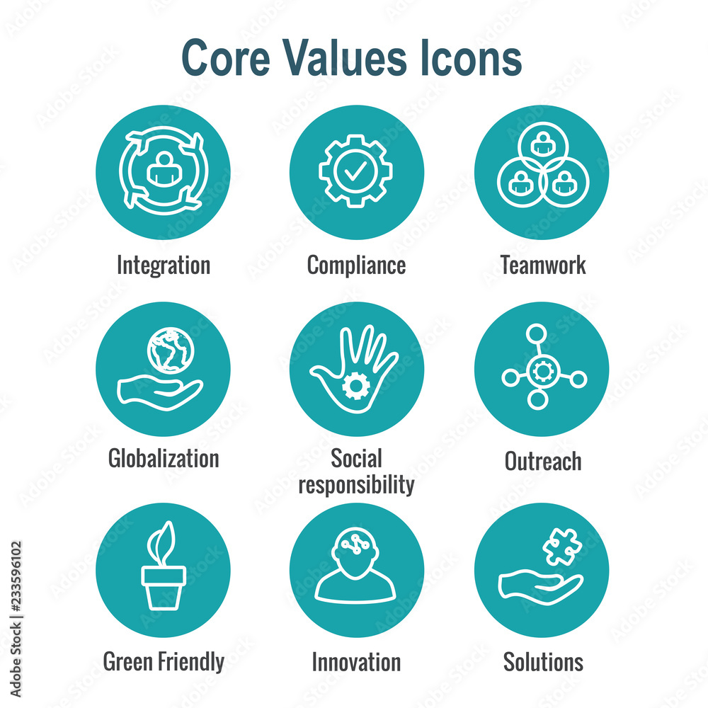 Core Values Outline / Line Icon Conveying Integrity - Purpose