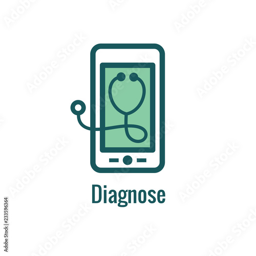 Telemedicine abstract idea with icons illustrating remote health and software