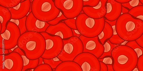 Seamless cherry vector pattern. Minimalistic food background. Vitamins repeatable texture.