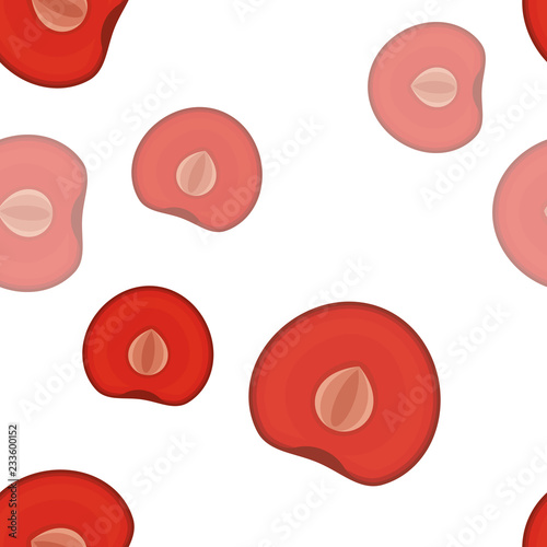 Seamless cherry vector pattern. Minimalistic food background. Vitamins repeatable texture.