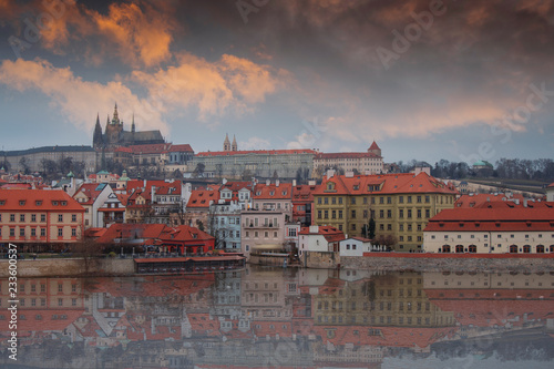  Vltava river and St.Vitus Cathedral in Prague