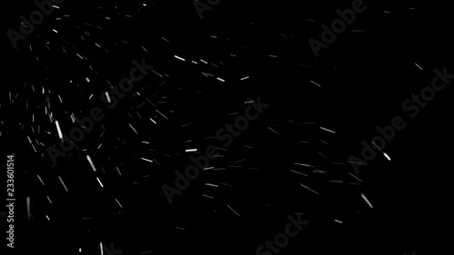 Smashed particles of snow is fall down from left to right at night Slow motion video Left lighted photo