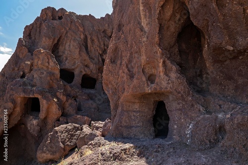 Caves, Cuevas de Cuatro Puertas, historic gathering place and cult site of the ancient Canarians, between Telde and Igenio, Gran Canaria, Canary Islands, Spain, Europe photo