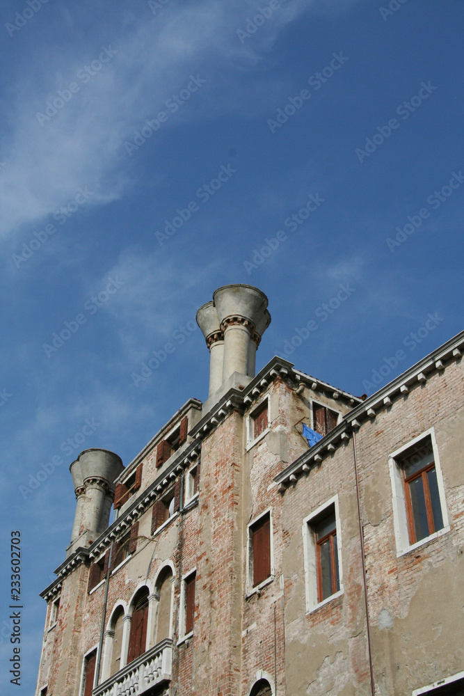 Venice, building facade and chimney pots