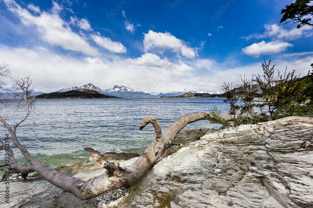 la Roca Lake in Tierra Del Fuego National Park in Argentina. la Roca Lake in Tierra Del Fuego National Park in Argentina.