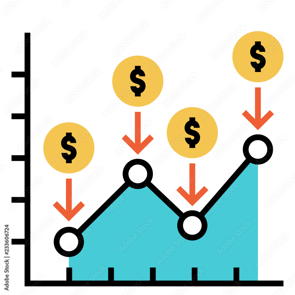 Dollar cost average FlatOutline illustration Dollar cost average FlatOutline illustration
