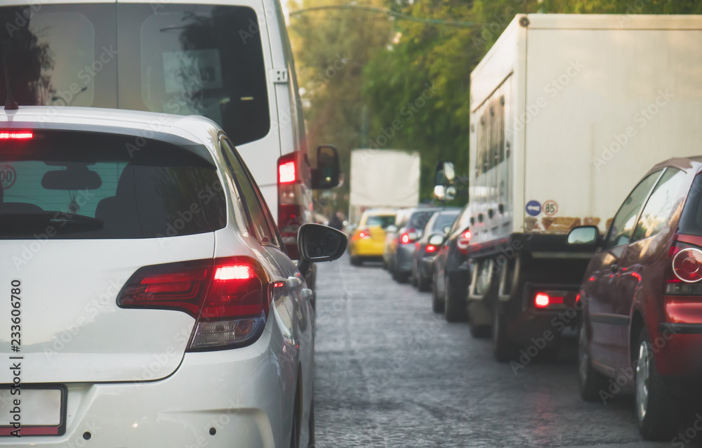 Big traffic jam in the city. Big traffic jam in the city.