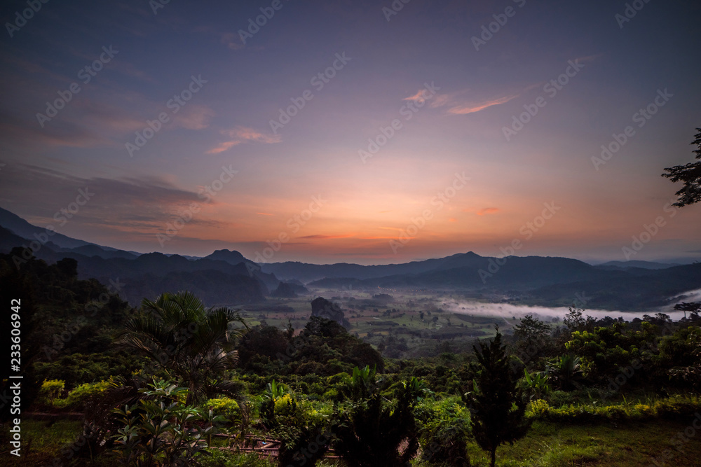 Sun rise Beautiful scenery. Phu Lanka, Thailand