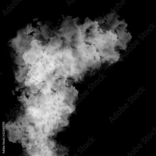 Delicate white smoke waves on black background.