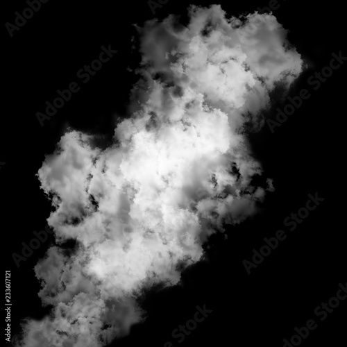 Delicate white smoke waves on black background.
