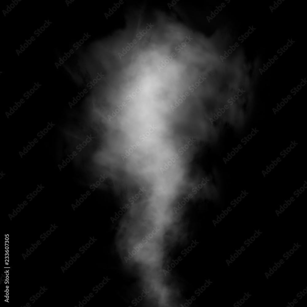 Fototapeta premium Delicate white smoke waves on black background.