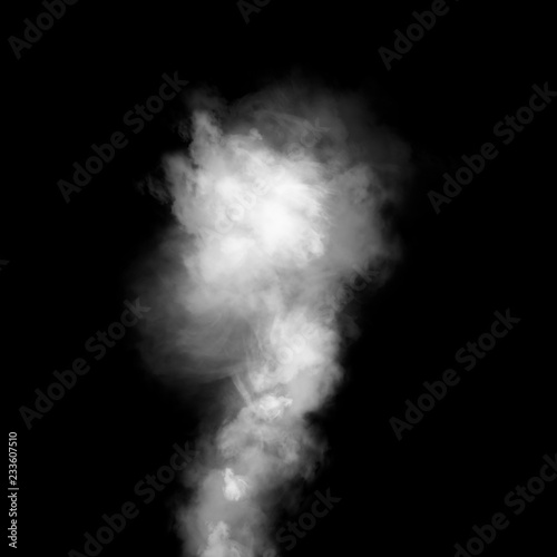 Delicate white smoke waves on black background.