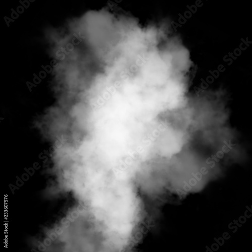 Delicate white smoke waves on black background.