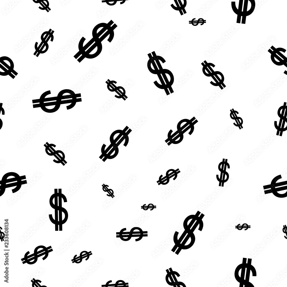 Seamless pattern of the symbols of dollar currency. A stream consisting of dollars. Confetti. . Vector sign. Pattern for trendy fabric, wallpapers. Seamless pattern of the symbols of dollar currency. A stream consisting of dollars. Confetti. . Vector sign. Pattern for trendy fabric, wallpapers.