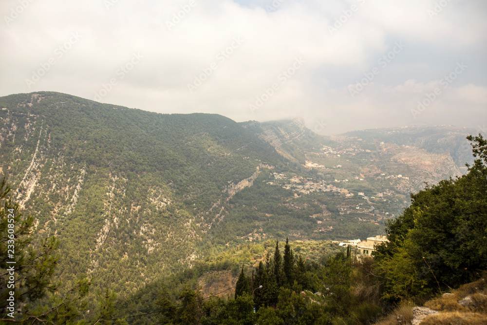 Lebanon's Qadisha Valley landscape. The historic Qadisha Valley in Lebanon.