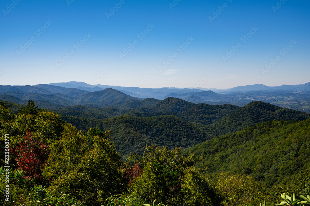 Beautiful Mountain range from Blue Ridge Parkway in Virginia 