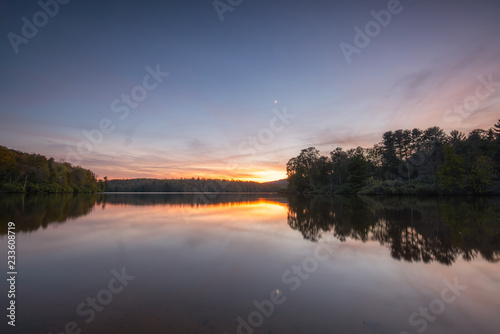 Julian Price Lake near Blowing Rock, North Carolina at dusk 