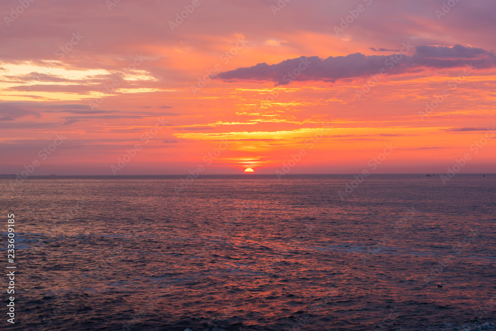 Colorful sunrise over the Atlantic ocean 