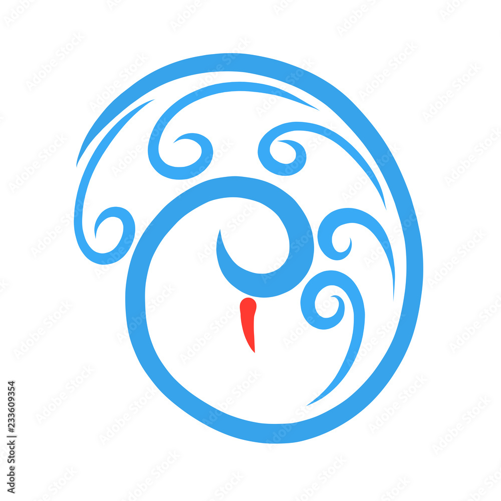 Beautiful blue bird in the form of a spiral, wing with curls