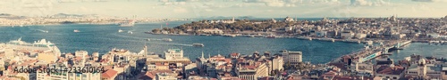Panorama of Golden Horn Gulf and the Bosphorus in Istanbul, Turkey