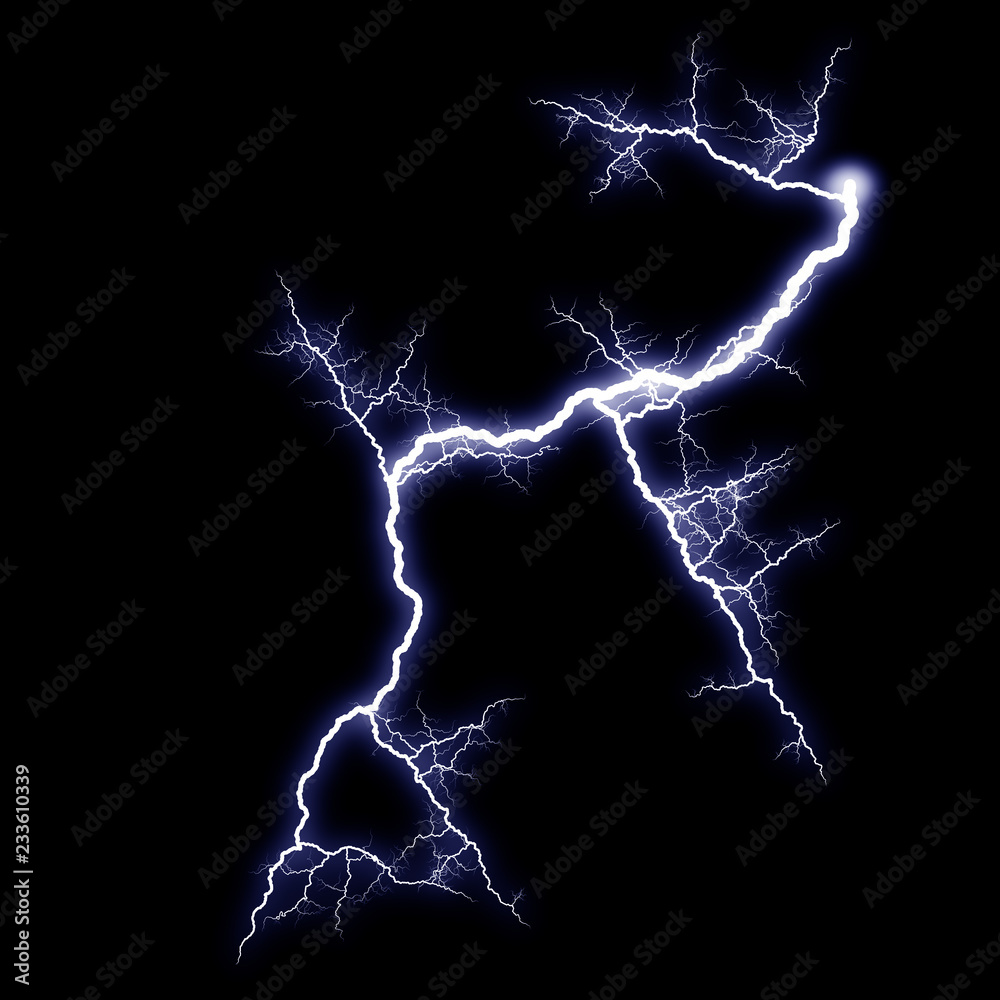 Isolated Realistic Electrical Lightning Strike Visual Effect On Black Night Background Energy Change Stock イラスト Adobe Stock