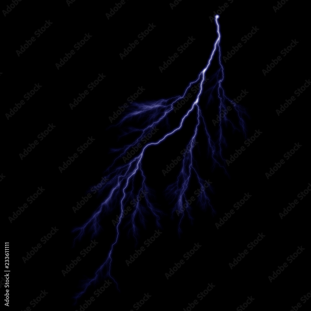Isolated realistic electrical lightning strike visual effect on black night background. Energy change. Isolated realistic electrical lightning strike visual effect on black night background. Energy change.
