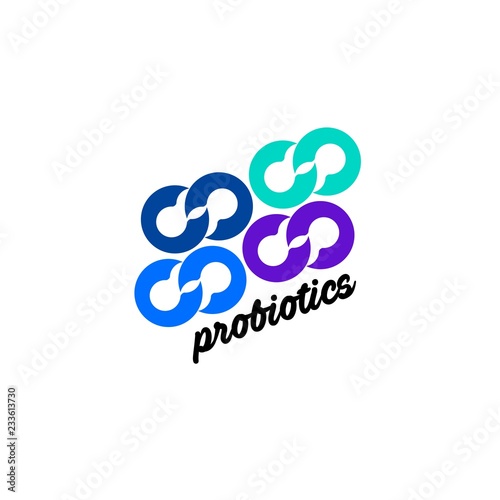 Probiotics logo. Bacteria logo. Concept of healthy nutrition ingredient for therapeutic purposes. Simple flat style trend modern logotype graphic design isolated