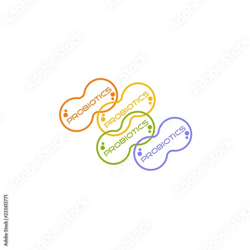 Probiotics logo. Bacteria logo. Concept of healthy nutrition ingredient for therapeutic purposes. Simple flat style trend modern logotype graphic design isolated