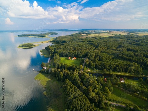 Masurian Canal which was to connect the Great Masurian Lakes with Baltic sea, Mazury, Poland. Upalty and Sosnowka islands on Mamry Lake in the background. photo