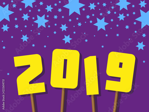 Christmas background which depicts falling stars and numbers on sticks
