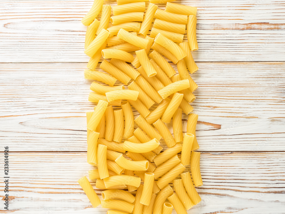 Italian pasta rigatoni with copy space Italian pasta rigatoni with copy space