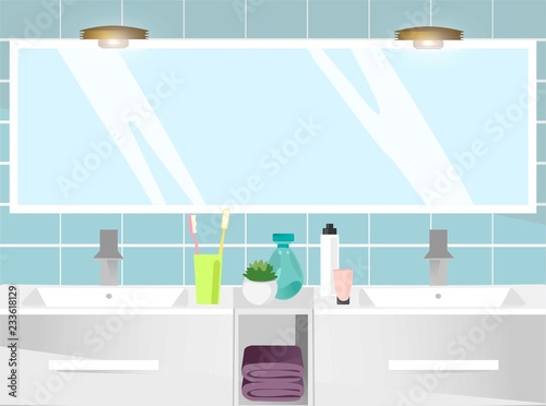 Modern bathroom interior. Vector illustration.