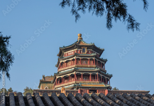 Ornate roof at Summer Palace outside Beijing  China