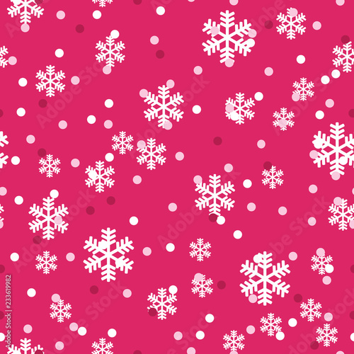 Red white Christmas snowflakes seamless pattern. Great for winter holidays wa...