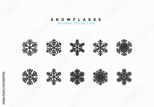 Set vector snowflakes. Collection of snowflake winter decoration. Isolated on white background.