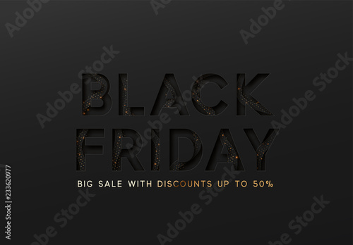 Black Friday sale. Design with embossing paper.