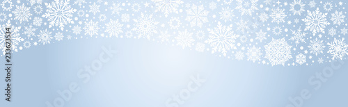 Christmas Vector snowflakes Blue web banner background with silver snowflakes
