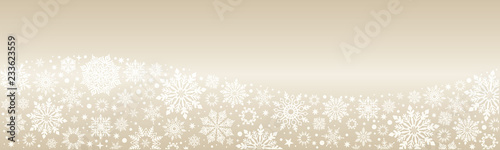 Christmas Vector snowflakes Gold web banner background with silver snowflakes and copy space
